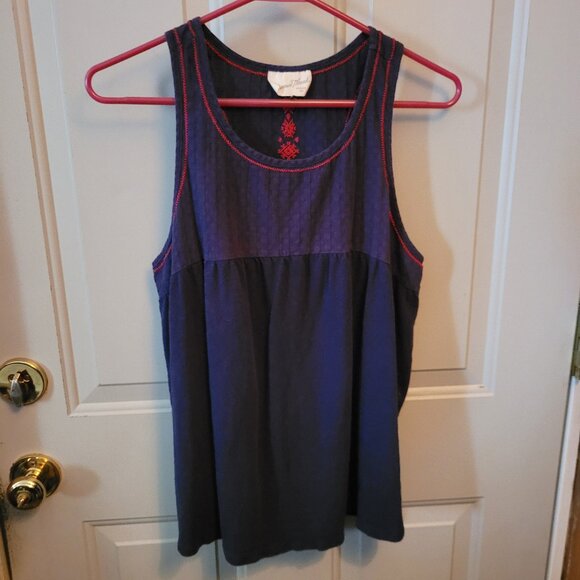 Universal Threads Navy Tank with Red Embroidery in Back Bust 36" - Picture 2 of 6